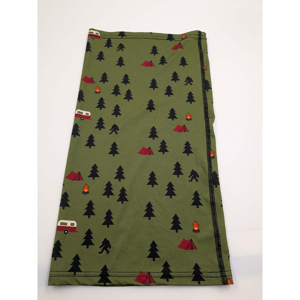Camper Tents Campfire Olive Green Neck Gaiter Olive Green Bigfoot Camping Print